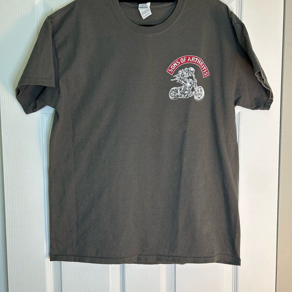 Biker Tee- Sons of Arthritis- Gildan Gray Short Sleeve with Crew Neck